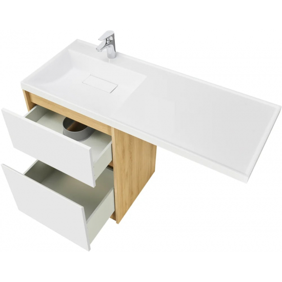 Тумба с раковиной под стиральную машину АКВАТОН Лондри 60 L раковина 120 дуб сантана, белый