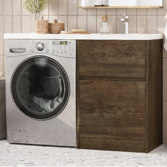 Тумба с раковиной под стиральную машину АКВАТОН Лондри 60 R раковина 120 чаша справа, дуб кантри