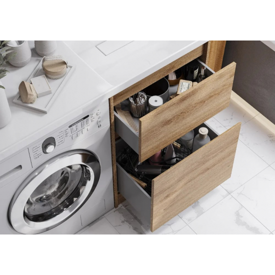 Тумба с раковиной под стиральную машину АКВАТОН Лондри 60 R раковина 120 чаша справа, дуб сантана 