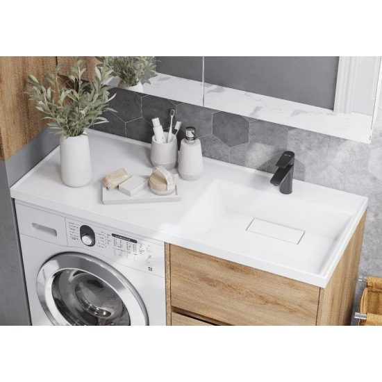 Тумба с раковиной под стиральную машину АКВАТОН Лондри 60 R раковина 120 чаша справа, дуб сантана 