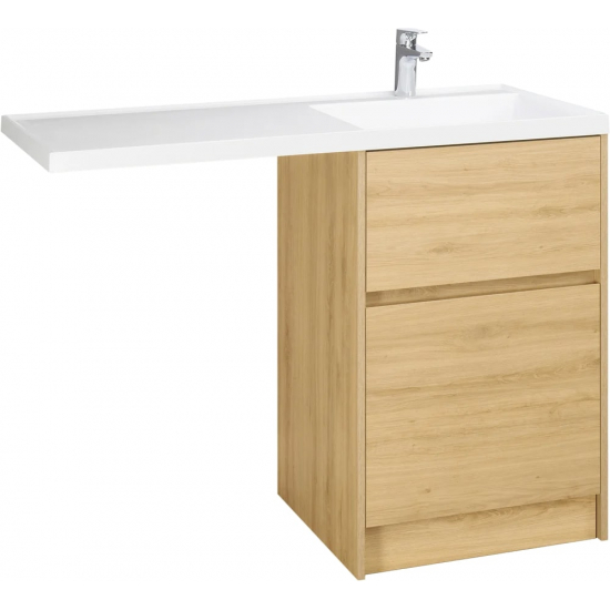 Тумба с раковиной под стиральную машину АКВАТОН Лондри 60 R раковина 120 чаша справа, дуб сантана 