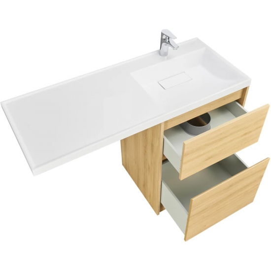 Тумба с раковиной под стиральную машину АКВАТОН Лондри 60 R раковина 120 чаша справа, дуб сантана 