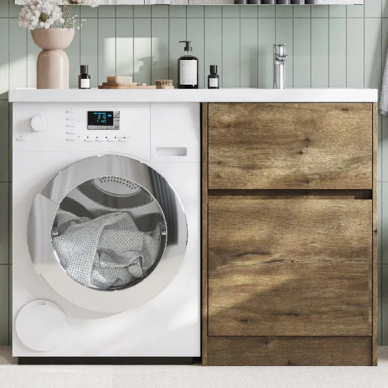 Тумба с раковиной под стиральную машину АКВАТОН Лондри 60 R раковина 120 дуб рустикальный