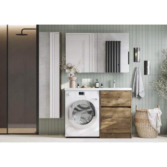 Тумба с раковиной под стиральную машину АКВАТОН Лондри 60 R раковина 120 дуб рустикальный