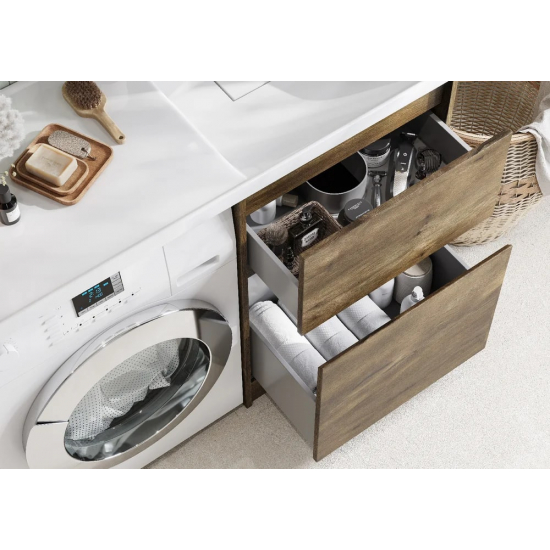 Тумба с раковиной под стиральную машину АКВАТОН Лондри 60 R раковина 120 дуб рустикальный