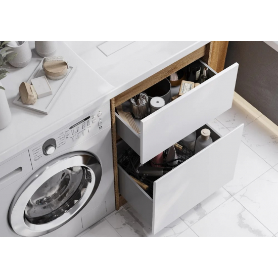 Тумба с раковиной под стиральную машину АКВАТОН Лондри 60 R раковина 120 дуб сантана, белый