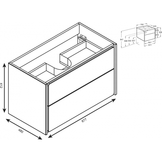 Тумба с раковиной ROCA Ronda 70 белая, бетон