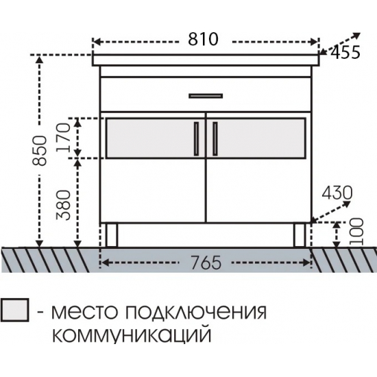Тумба с раковиной САНТА Дублин 80 с 1 ящиком