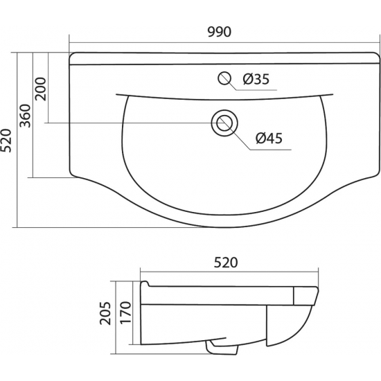 Тумба с раковиной САНТА Эльбрус 100