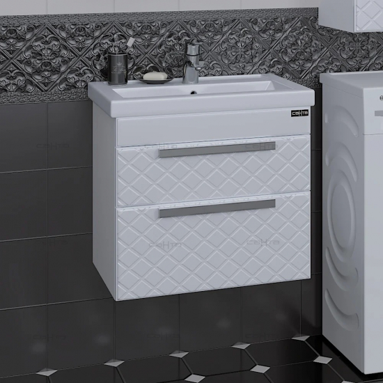 Тумба с раковиной САНТА Калипсо Люкс 60 подвесная 2 ящика