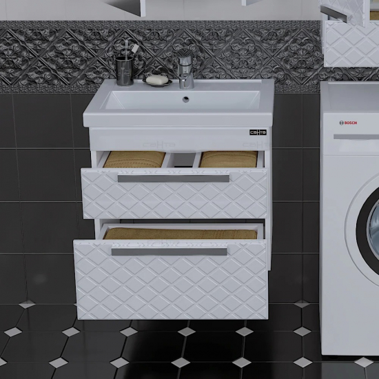 Тумба с раковиной САНТА Калипсо Люкс 60 подвесная 2 ящика