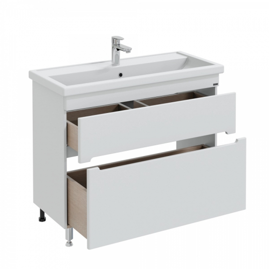 Тумба с раковиной САНТА Лондон 100 напольная, 2 ящика, раковина Фостер 100