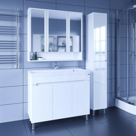 Тумба с раковиной САНТА Лондон 100 напольная, 3 двери, раковина Классик 100