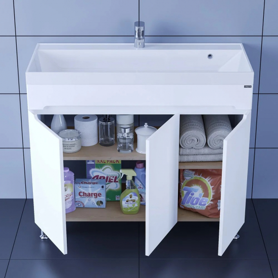 Тумба с раковиной САНТА Лондон 100 напольная, 3 двери, раковина Классик 100