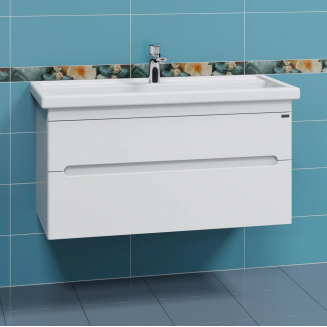 Тумба с раковиной САНТА Лондон 100 подвесная, 2 ящика, раковина Фостер 100