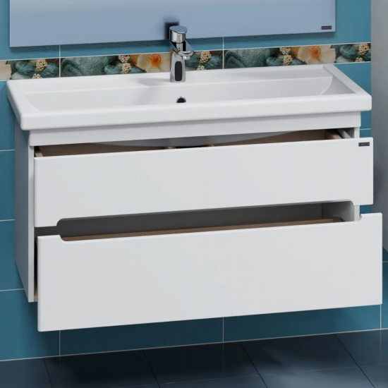 Тумба с раковиной САНТА Лондон 100 подвесная, 2 ящика, раковина Фостер 100