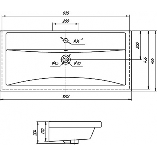 Тумба с раковиной САНТА Лондон 100 подвесная, 2 ящика, раковина Фостер 100