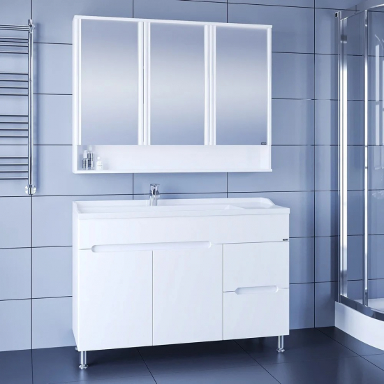 Тумба с раковиной САНТА Лондон 120 напольная, с 2 ящиками, с дверками