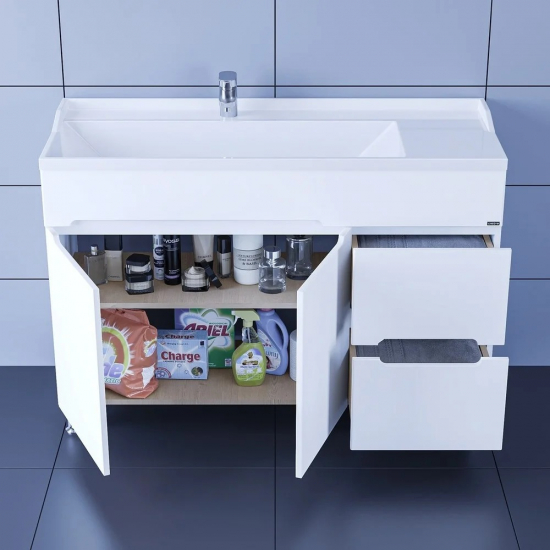 Тумба с раковиной САНТА Лондон 120 напольная, с 2 ящиками, с дверками