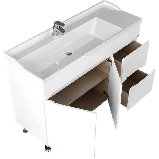 Тумба с раковиной САНТА Лондон 120 напольная, с 2 ящиками, с дверками