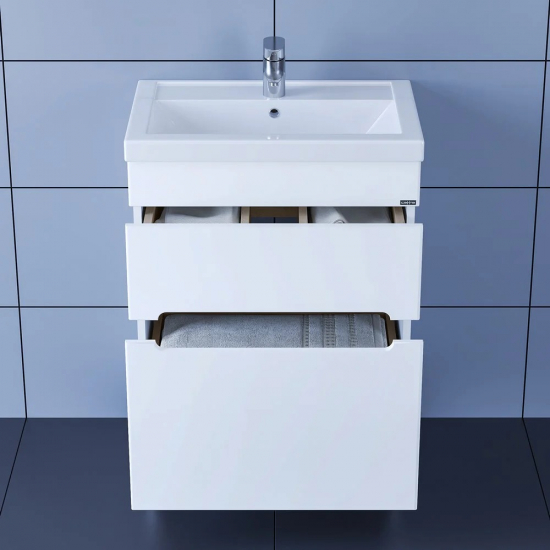 Тумба с раковиной САНТА Лондон 60 напольная, 2 ящика