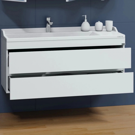 Тумба с раковиной САНТА Марс 120 подвесная, 2 ящика