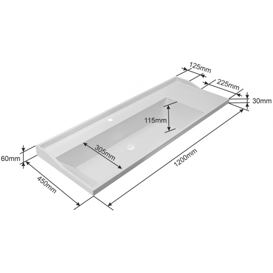 Тумба с раковиной САНТА Марс 120 подвесная, 2 ящика