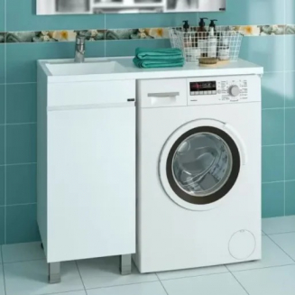 Тумба с раковиной САНТА Марс 38 L левая, напольная, для стиральной машины