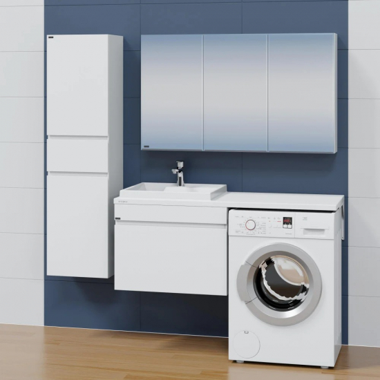 Тумба с раковиной САНТА Марс 69 L левая подвесная, с ящиком, для стиральной машины