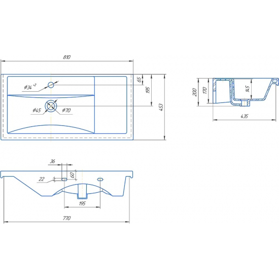 Тумба с раковиной САНТА Марс 80 напольная, с дверками