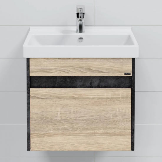 Тумба с раковиной САНТА Мира 60 подвесная, 1 ящик, янтарная