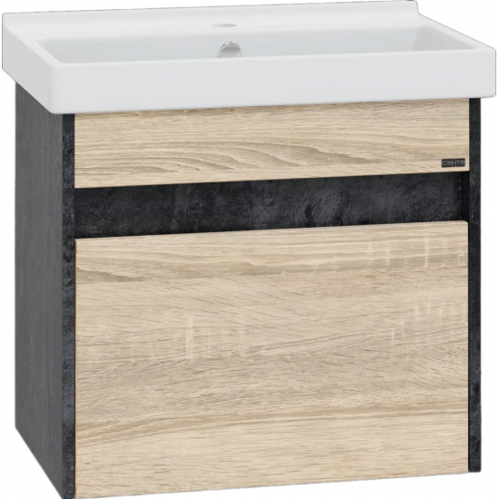 Тумба с раковиной САНТА Мира 60 подвесная, 1 ящик, янтарная