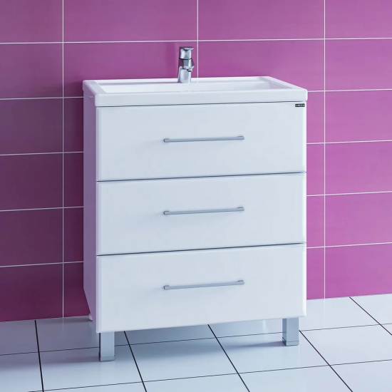 Тумба с раковиной САНТА Омега 70 напольная, 3 ящика