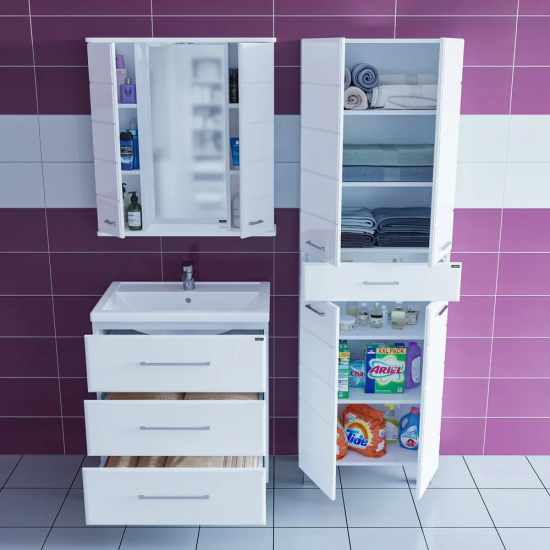 Тумба с раковиной САНТА Омега 70 напольная, 3 ящика