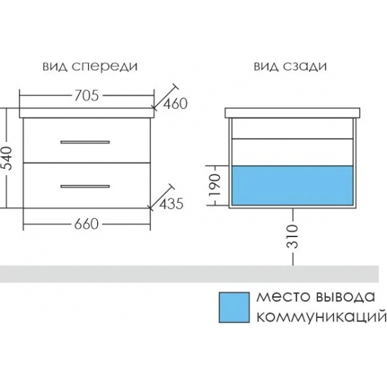 Тумба с раковиной САНТА Омега 70 подвесная