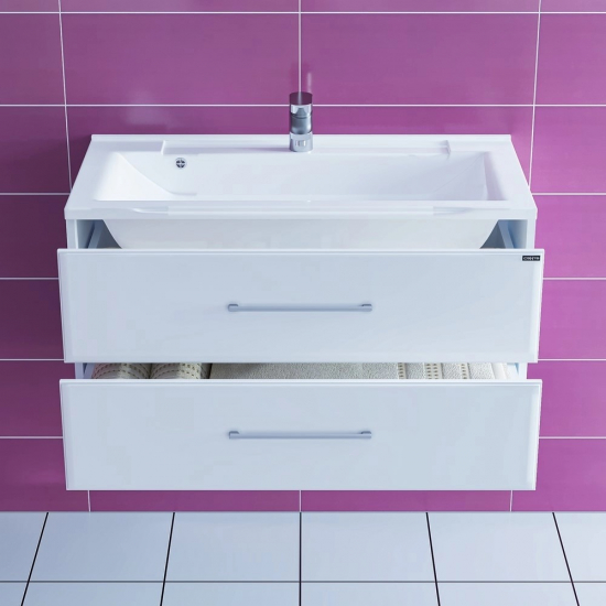 Тумба с раковиной САНТА Омега 90 подвесная, раковина Elen 90