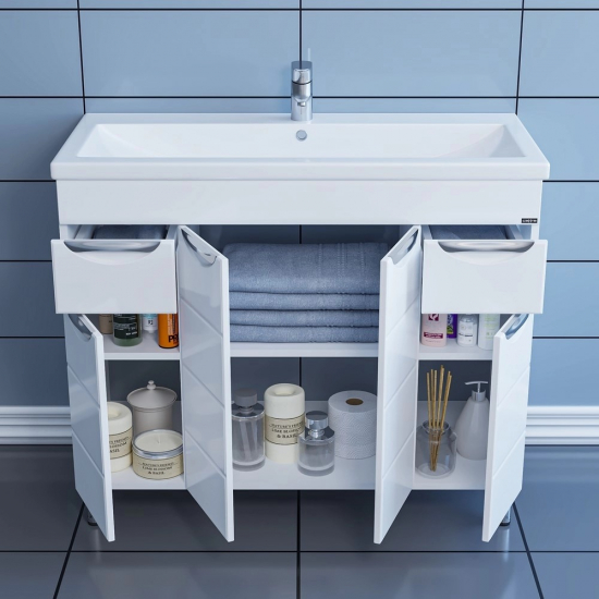 Тумба с раковиной САНТА Родос 100 напольная, раковина Фостер 100