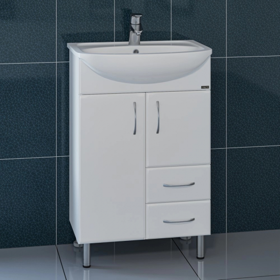 Тумба с раковиной САНТА Уют 55 2 двери, 2 ящика