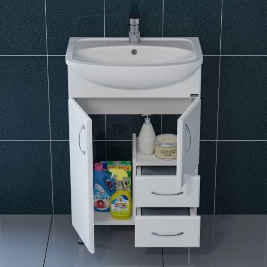 Тумба с раковиной САНТА Уют 55 2 двери, 2 ящика