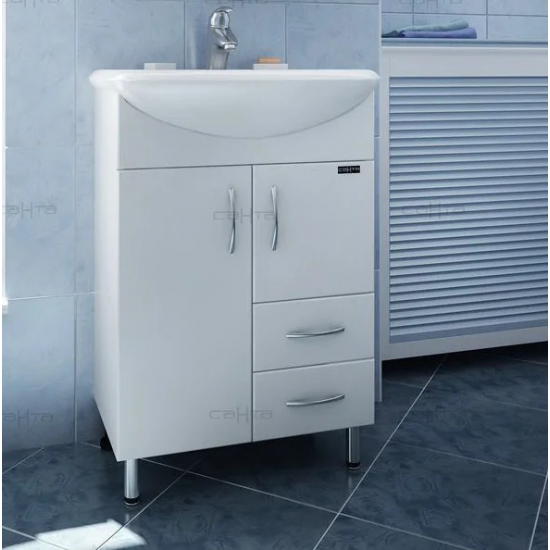 Тумба с раковиной САНТА Уют 55 2 двери, 2 ящика