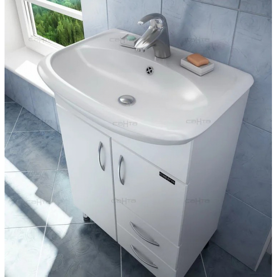 Тумба с раковиной САНТА Уют 55 2 двери, 2 ящика