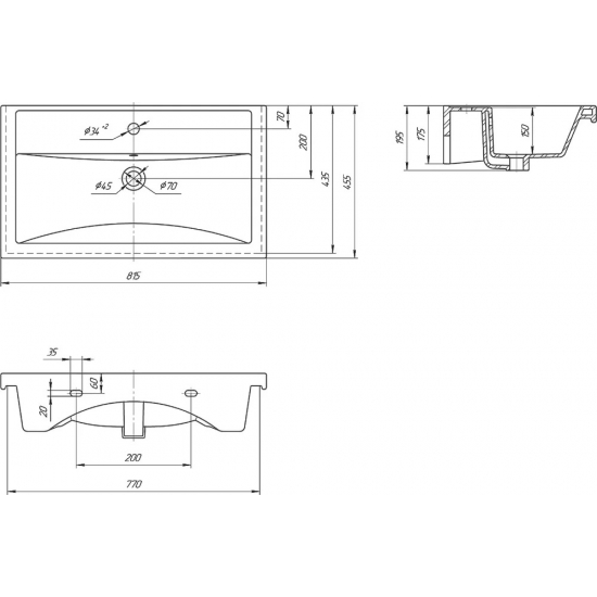 Тумба с раковиной САНТА Вегас 80 подвесная, 2 дверцы
