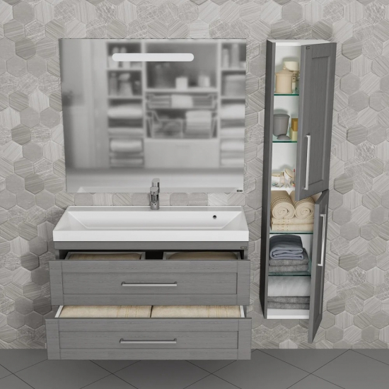 Тумба с раковиной САНТА Венера 100 подвесная, дуб серый