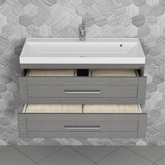 Тумба с раковиной САНТА Венера 100 подвесная, дуб серый