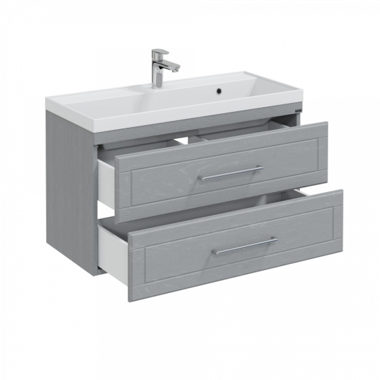 Тумба с раковиной САНТА Венера 100 подвесная, дуб серый