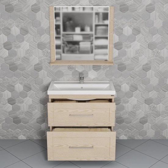 Тумба с раковиной САНТА Венера 80 напольная, дуб бежевый