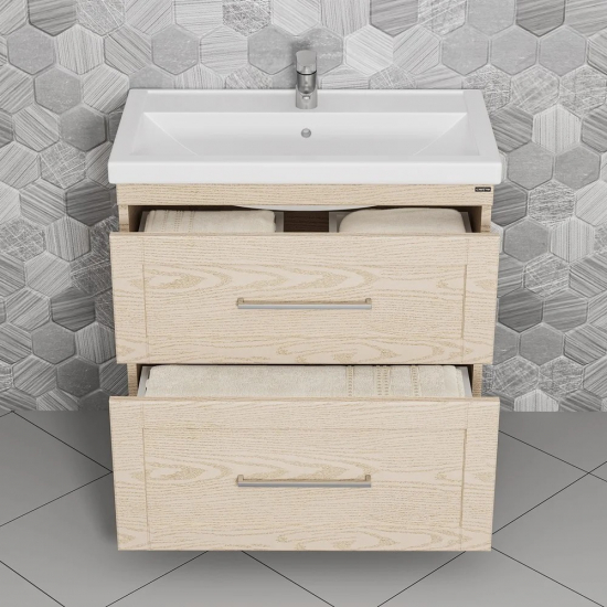 Тумба с раковиной САНТА Венера 80 напольная, дуб бежевый