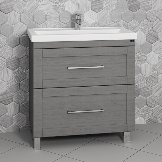 Тумба с раковиной САНТА Венера 80 напольная, дуб серый