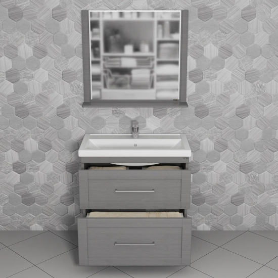 Тумба с раковиной САНТА Венера 80 напольная, дуб серый