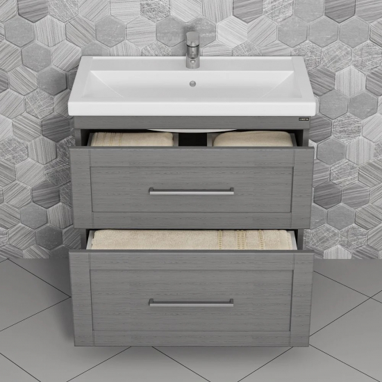 Тумба с раковиной САНТА Венера 80 напольная, дуб серый